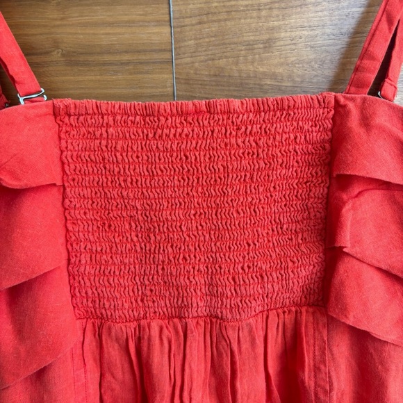 NWT By Anthropologie Linen Short Romper Bright Red, Size S - Picture 14 of 15